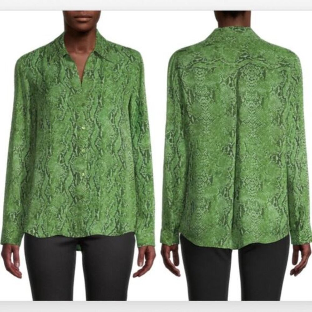 NWT L'agence Nina Snakeskin-Print Silk Shirt Size XS